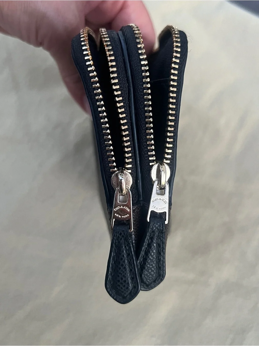 Coach Navy and Black Signature Card Pouch